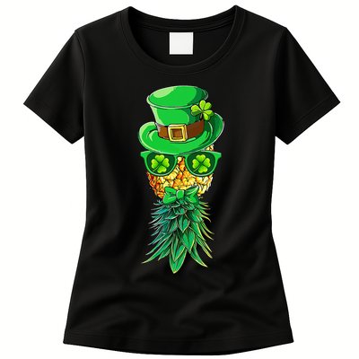 Mask Swinger Upside Down Pineapple Shamrock St Patrick's Day Womens T-Shirt