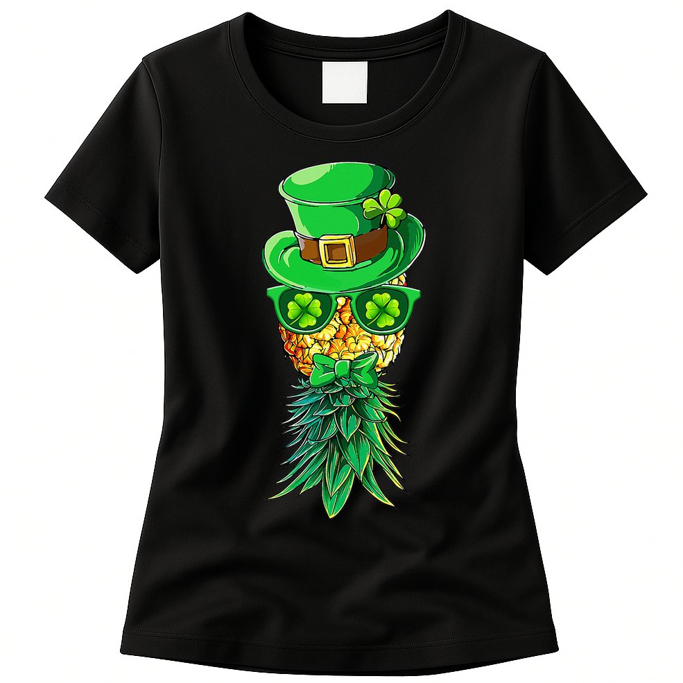 Mask Swinger Upside Down Pineapple Shamrock St Patrick's Day Womens T-Shirt