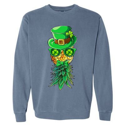 Mask Swinger Upside Down Pineapple Shamrock St Patrick's Day Garment-Dyed Sweatshirt