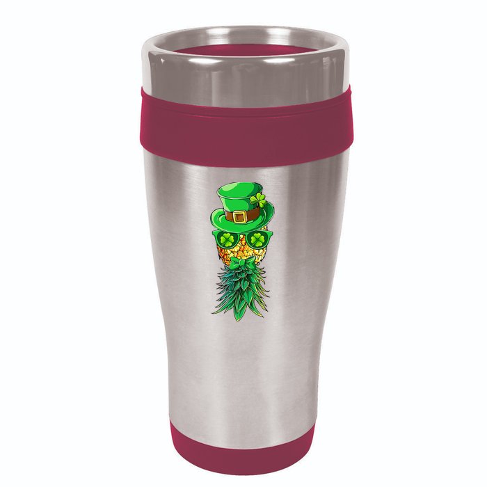 Mask Swinger Upside Down Pineapple Shamrock St Patrick's Day 16oz Travel Tumbler
