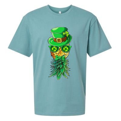 Mask Swinger Upside Down Pineapple Shamrock St Patrick's Day Sueded Cloud Jersey T-Shirt