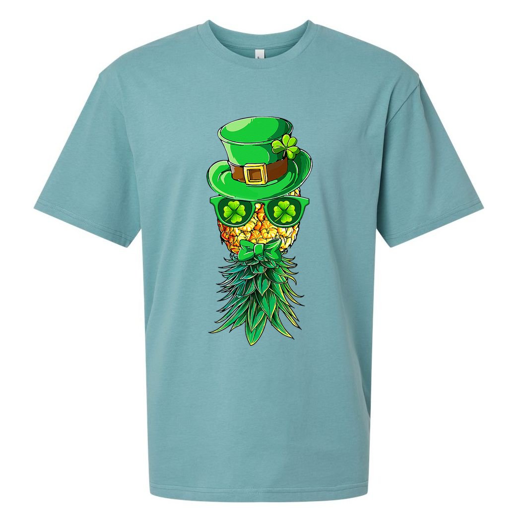 Mask Swinger Upside Down Pineapple Shamrock St Patrick's Day Sueded Cloud Jersey T-Shirt