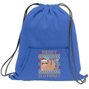 Merry Slothmas Ugly Christmas Merry Slothmas Slo Ho Ho Cool Gift Sweatshirt Cinch Pack Bag