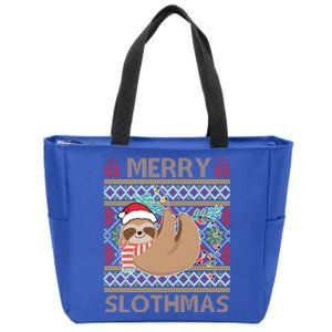 Merry Slothmas Ugly Christmas Merry Slothmas Slo Ho Ho Cool Gift Zip Tote Bag