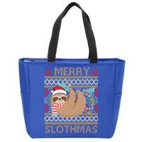 Merry Slothmas Ugly Christmas Merry Slothmas Slo Ho Ho Cool Gift Zip Tote Bag