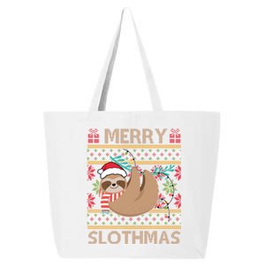 Merry Slothmas Ugly Christmas Merry Slothmas Slo Ho Ho Cool Gift 25L Jumbo Tote