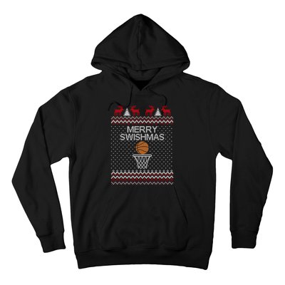 Merry Swishmas Ugly Christmas Funny Basketball Christmas Hoodie