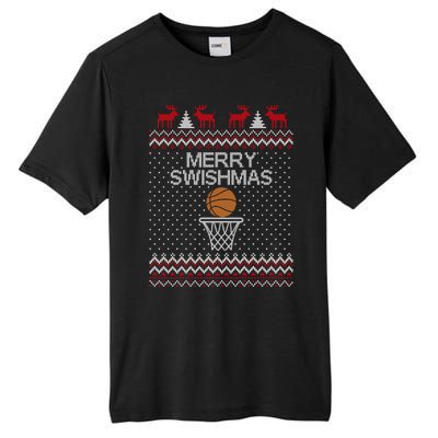 Merry Swishmas Ugly Christmas Funny Basketball Christmas Tall Fusion ChromaSoft Performance T-Shirt