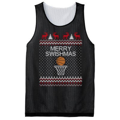 Merry Swishmas Ugly Christmas Funny Basketball Christmas Mesh Reversible Basketball Jersey Tank