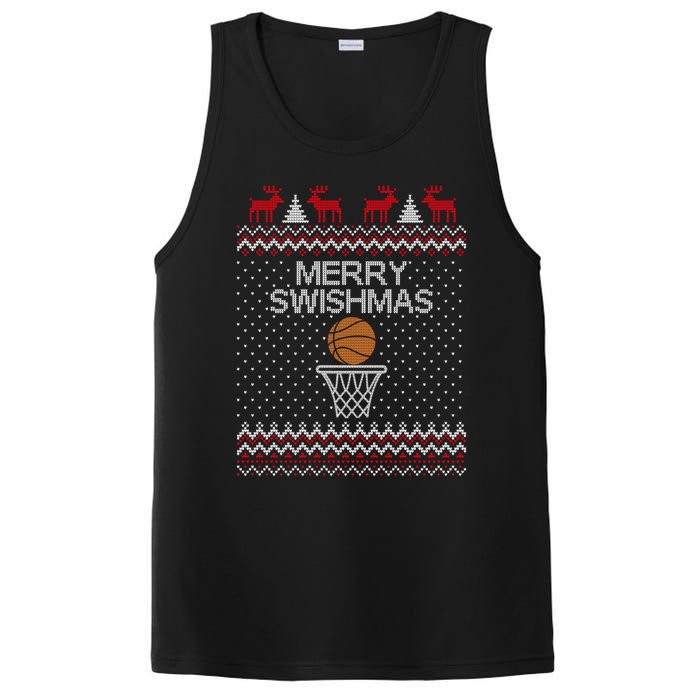 Merry Swishmas Ugly Christmas Funny Basketball Christmas PosiCharge Competitor Tank