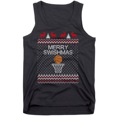 Merry Swishmas Ugly Christmas Funny Basketball Christmas Tank Top