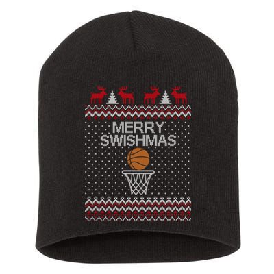 Merry Swishmas Ugly Christmas Funny Basketball Christmas Short Acrylic Beanie