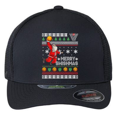 Merry Swishmas Ugly Christmas Basketball Christmas  Flexfit Unipanel Trucker Cap