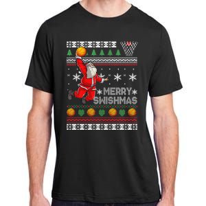 Merry Swishmas Ugly Christmas Basketball Christmas  Adult ChromaSoft Performance T-Shirt