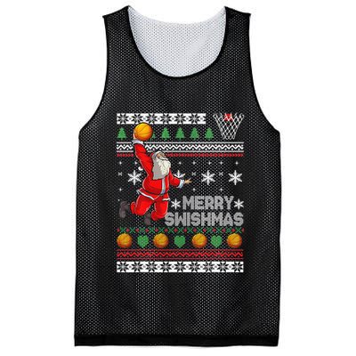 Merry Swishmas Ugly Christmas Basketball Christmas  Mesh Reversible Basketball Jersey Tank
