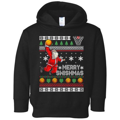 Merry Swishmas Ugly Christmas Basketball Christmas  Toddler Hoodie