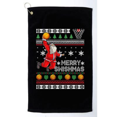 Merry Swishmas Ugly Christmas Basketball Christmas  Platinum Collection Golf Towel