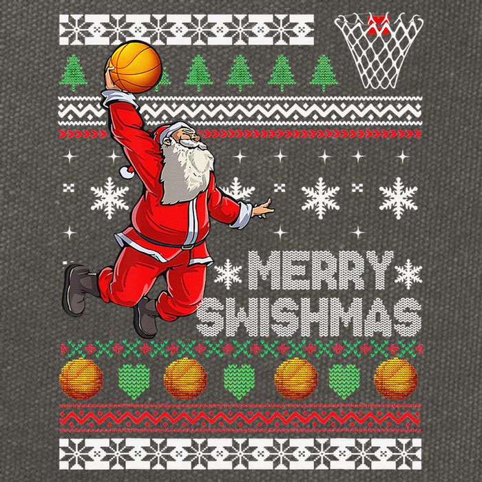 Merry Swishmas Ugly Christmas Basketball Christmas  Cotton Canvas Backpack