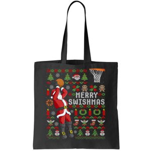 Merry Swishmas Ugly Christmas Basketball Christmas Tote Bag