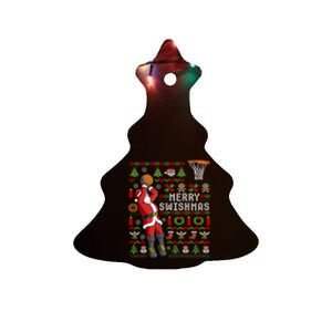 Merry Swishmas Ugly Christmas Basketball Christmas Ceramic Tree Ornament