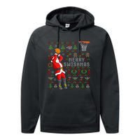 Merry Swishmas Ugly Christmas Basketball Christmas Performance Fleece Hoodie