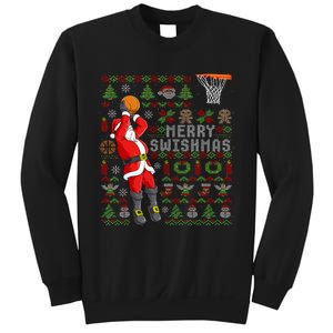 Merry Swishmas Ugly Christmas Basketball Christmas Sweatshirt