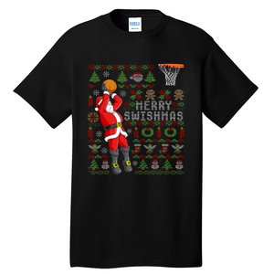 Merry Swishmas Ugly Christmas Basketball Christmas Tall T-Shirt