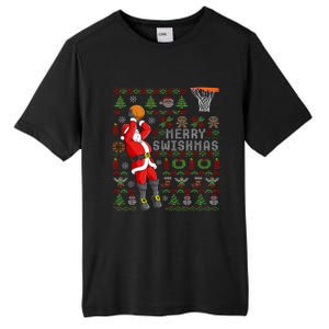 Merry Swishmas Ugly Christmas Basketball Christmas Tall Fusion ChromaSoft Performance T-Shirt