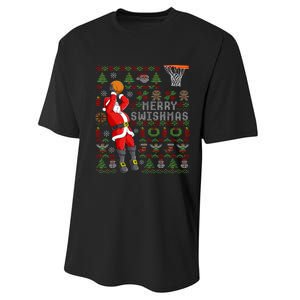 Merry Swishmas Ugly Christmas Basketball Christmas Performance Sprint T-Shirt