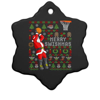 Merry Swishmas Ugly Christmas Basketball Christmas Ceramic Star Ornament