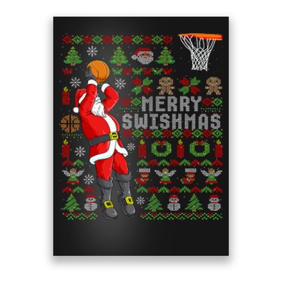 Merry Swishmas Ugly Christmas Basketball Christmas Poster