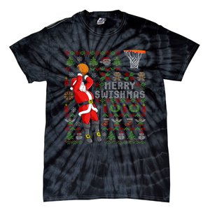 Merry Swishmas Ugly Christmas Basketball Christmas Tie-Dye T-Shirt