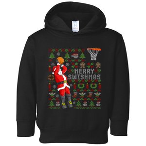 Merry Swishmas Ugly Christmas Basketball Christmas Toddler Hoodie