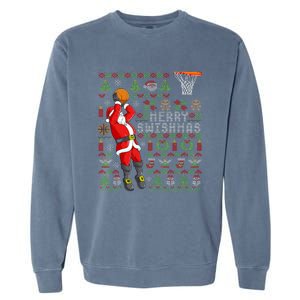 Merry Swishmas Ugly Christmas Basketball Christmas Garment-Dyed Sweatshirt