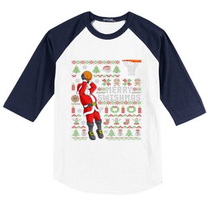 Merry Swishmas Ugly Christmas Basketball Christmas Baseball Sleeve Shirt