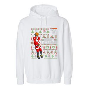 Merry Swishmas Ugly Christmas Basketball Christmas Garment-Dyed Fleece Hoodie