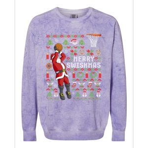 Merry Swishmas Ugly Christmas Basketball Christmas Colorblast Crewneck Sweatshirt