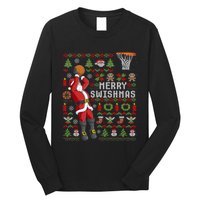 Merry Swishmas Ugly Christmas Basketball Christmas Long Sleeve Shirt