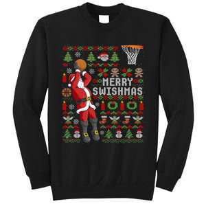 Merry Swishmas Ugly Christmas Basketball Christmas Sweatshirt