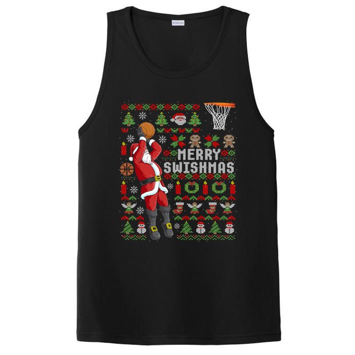 Merry Swishmas Ugly Christmas Basketball Christmas PosiCharge Competitor Tank