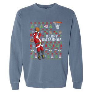 Merry Swishmas Ugly Christmas Basketball Christmas Garment-Dyed Sweatshirt