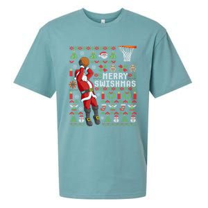 Merry Swishmas Ugly Christmas Basketball Christmas Sueded Cloud Jersey T-Shirt