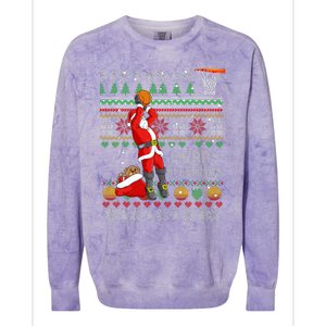 Merry Swishmas Ugly Christmas Basketball Christmas Colorblast Crewneck Sweatshirt