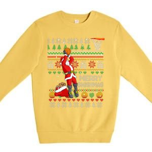 Merry Swishmas Ugly Christmas Basketball Christmas Premium Crewneck Sweatshirt