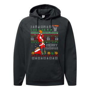 Merry Swishmas Ugly Christmas Basketball Christmas Performance Fleece Hoodie