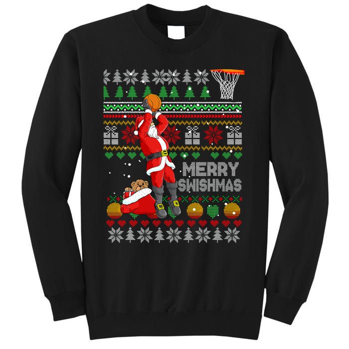 Merry Swishmas Ugly Christmas Basketball Christmas Sweatshirt