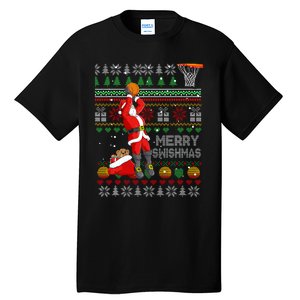 Merry Swishmas Ugly Christmas Basketball Christmas Tall T-Shirt