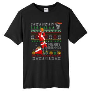 Merry Swishmas Ugly Christmas Basketball Christmas Tall Fusion ChromaSoft Performance T-Shirt