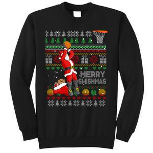 Merry Swishmas Ugly Christmas Basketball Christmas Tall Sweatshirt