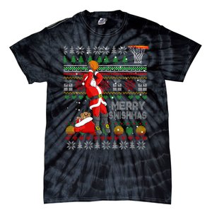 Merry Swishmas Ugly Christmas Basketball Christmas Tie-Dye T-Shirt